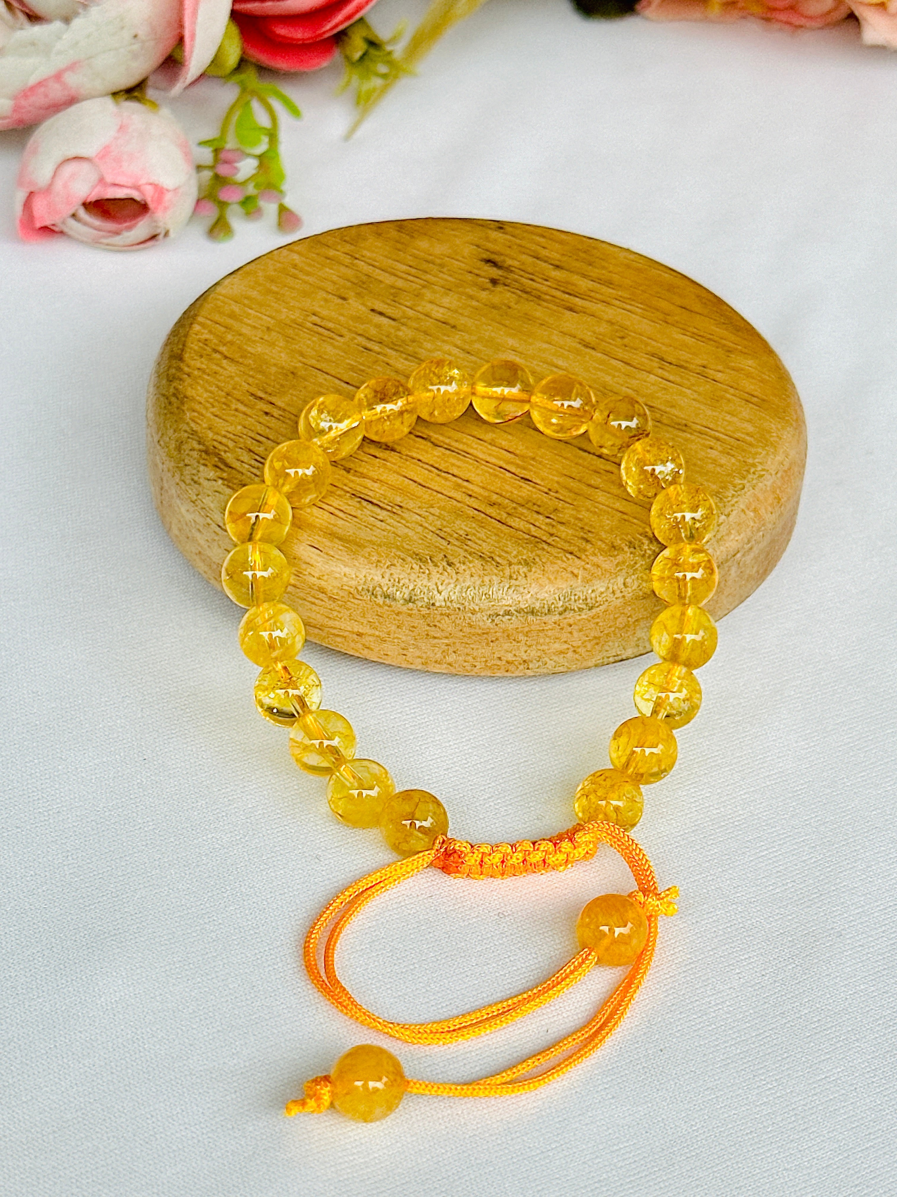 High Financial Status, Success in Job & Profession: Yellow Citrine Thread Bracelet - Abhimantrit & Certified